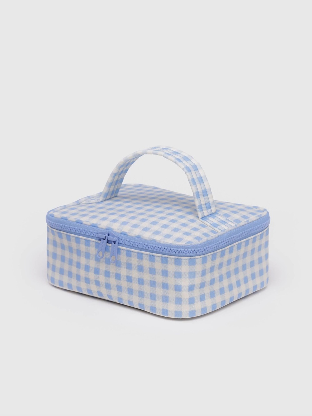 Baggu blue gingham small cosmetic bag